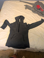 lululemon Scuba 1/2 Zip Fleece Hoodie w/ Hood Pockets Gray Women s 8 Slim