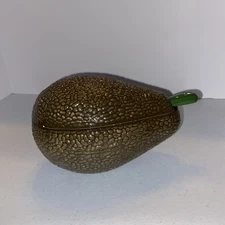 Avocado Shaped Guacamole Serving Dish With Ceramic Spoon And Lid Set Complete 