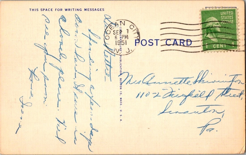 Ocean City N J moonlight and surf linen posted postcard a114 - Picture 2 of 2