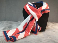 Vera Newman Scarf Head Wrap Silk Feel Poly Vintage Geometric Red White And Blue