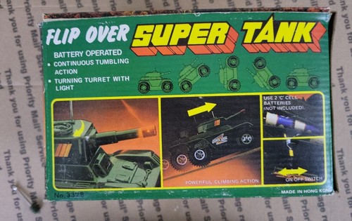Flip Over Super Tank 1970s Battery Operated ~ Tumbling w/ Lights ~ Tested Works - Picture 2 of 11