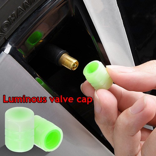 4x Leuchtend Auto Rad Reifen Luftventil Stiel Kappen Schrauben Abdeckung Zubeh ↑ - Picture 2 of 13