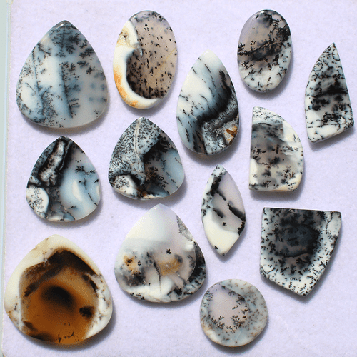 13 Pcs Australian Natural Dendrite Opal 15mm-25mm Slice Cabochon Loose Gemstones - Picture 2 of 11