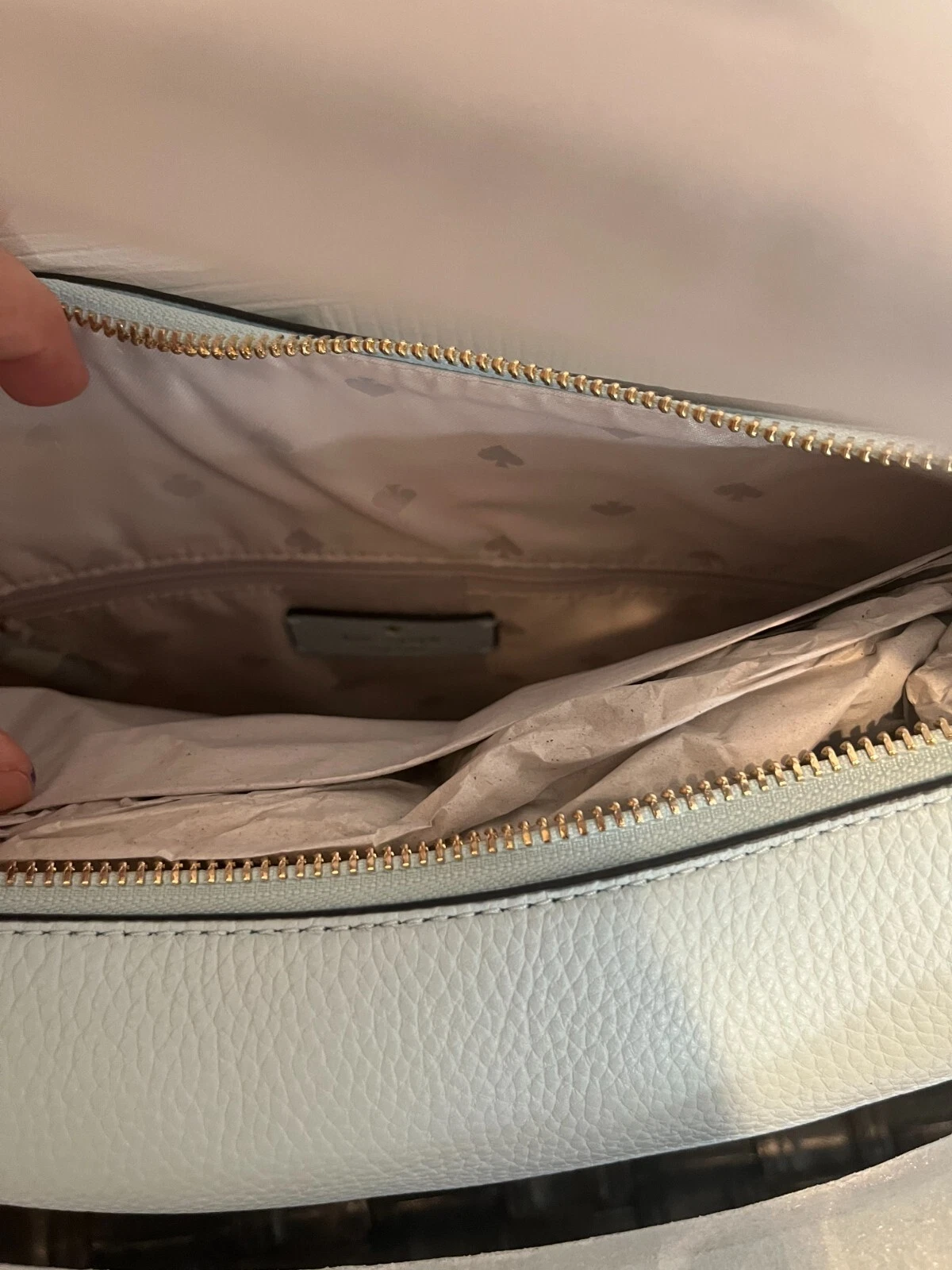 Borsa a tracolla Kate Spade Weston in pelle "Frosty sky" blu nuova con etichetta