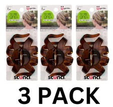 Scunci No-Slip Grip Large Octopus Clip, Brown - 3 Pack