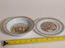 Royal Worcester Vtg. Child's Plate and Bowl, Wooster Bear Theme,