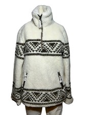 Faherty Pullover Women Small S Brown Deep Pile Fleece Aztec Southwestern - Ac