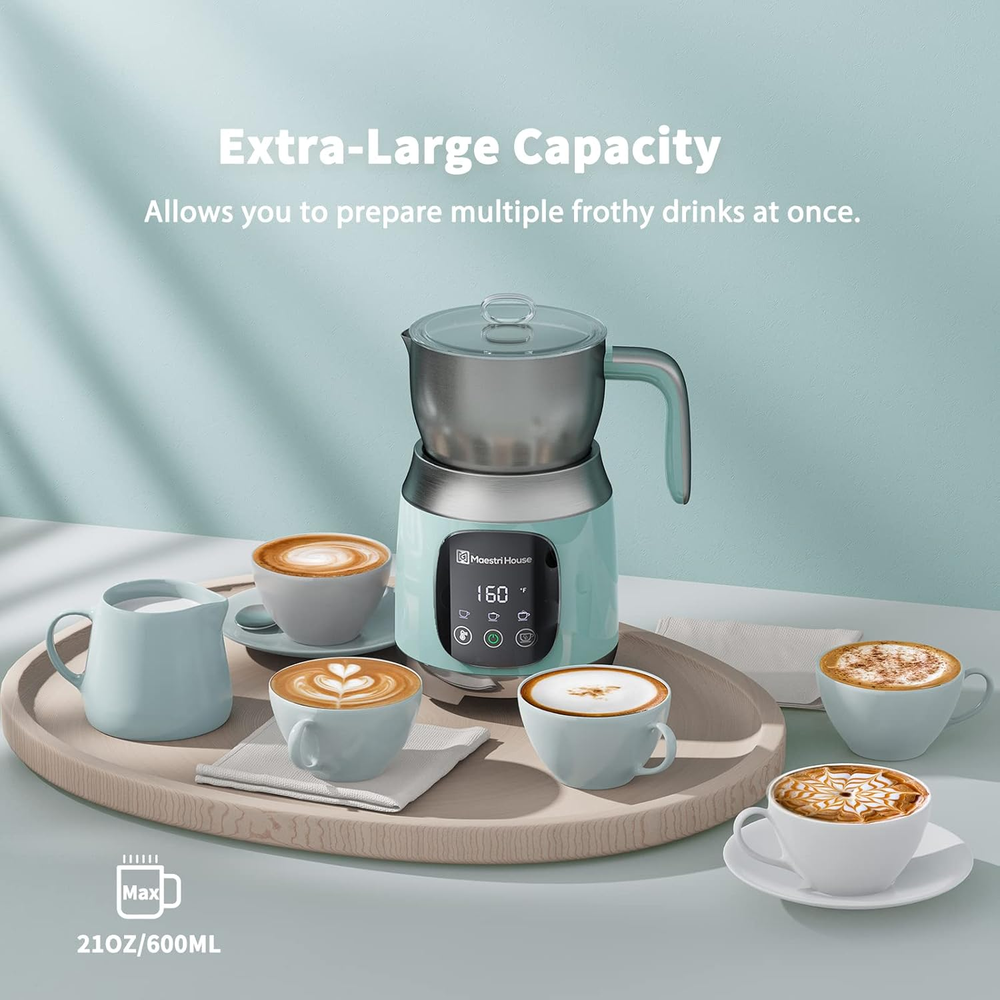 21OZ Milk Frother with Adjustable Temperature and Froth Thickness, Steamer Included