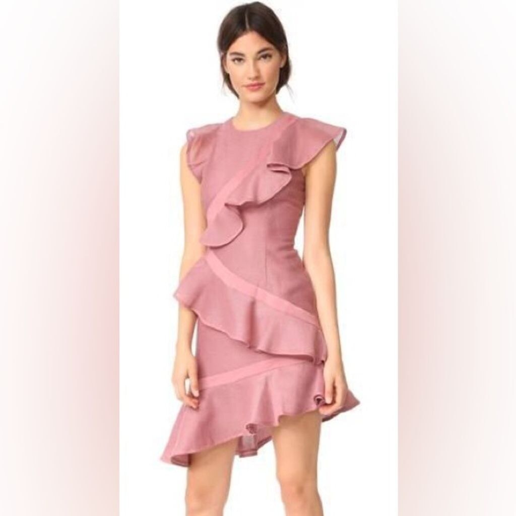 KEEPSAKE FLASHING LIGHTS ruffles asymmetric MINI DRESS dusty pink size L |  eBay