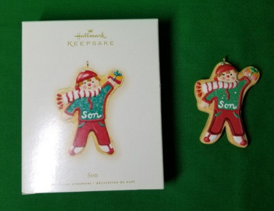 Vintage 2007 Hallmark ''Son'' Gingerbread Cookie Christmas Ornament, w/ Box