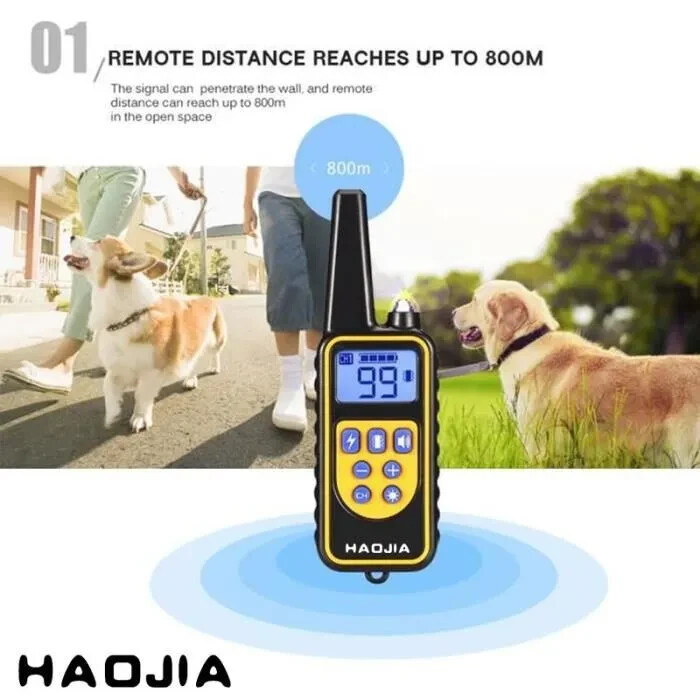 Collier électrique pour chien avec 3 modes et télécommande étanche noire