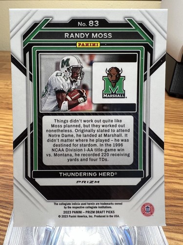2023 Panini Prizm Entwurf Picks #83 Randy Moos Prizms rotes Eis - Bild 2 von 2