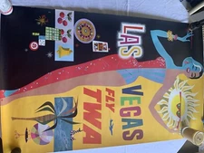 Las Vegas Nevada 1960 TWA Airline Vintage Poster Print Casino Desert Playground 