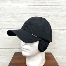 Teva Goretex Black Insulated Outdoor Hiking Black Hat Cap Gold Down Ear Flaps