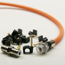 RG6 DIRECT BURIAL UNDERGROUND COAXIAL CABLE WEATHER BOOT TRISHIELD BLACK/ORANGE