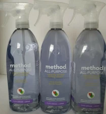 LOT OF 3 Method All Purpose Natural Surface Cleaner French Lavender - 28 fl. Oz