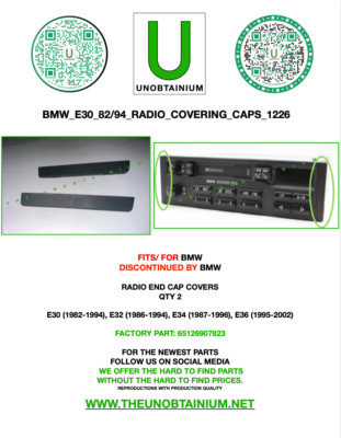 FITS/FOR BME E30, E32,E34,E36 RADIO END CAP PART#65126907823