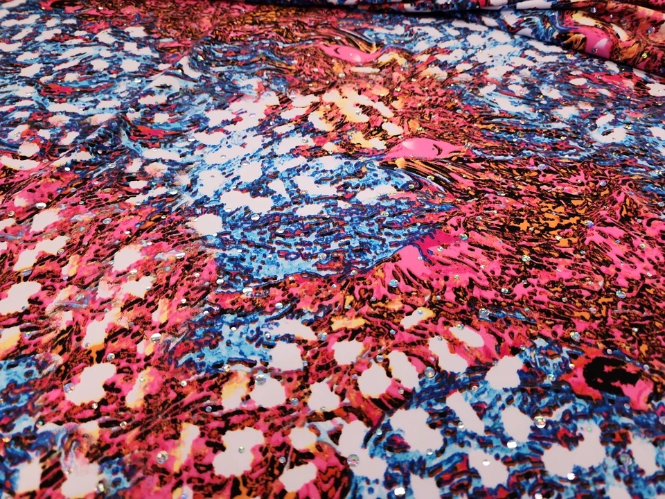 Блестящая трикотажная ткань поп круги джерси серебряные точки богемное блестящее в ярдах - Изображение 4 из 4