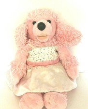 Build A Bear Pink Poodle Stuffed Dog Toy Animal Curly Fur W/Sparkle Dress