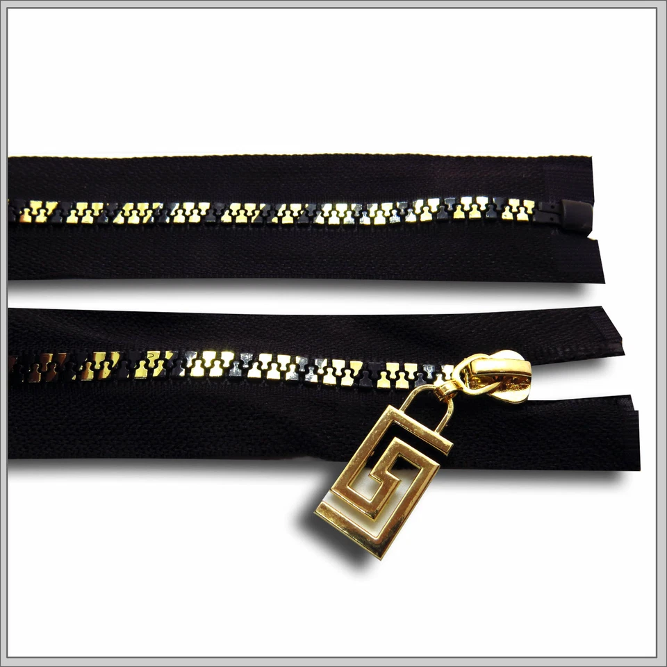 Knöchel Reißverschluss 16–80 cm Gr.5 Schwarz/Gold teilbar unteilbar Polyester - Bild 3 von 4