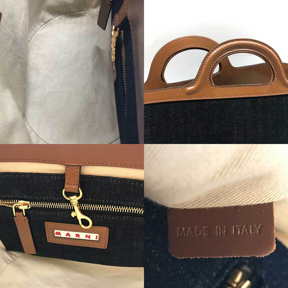 MARNI Toe Handbag Women's Navy BMMP0097L1 Denim Leather Very