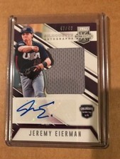 JEREMY EIERMAN 2018 Elite Extra Edition USA Baseball Jersey AUTO #47/49