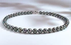 18"10-12mm natural south sea Tahitian  genuine black Peacock pearl necklace 3258