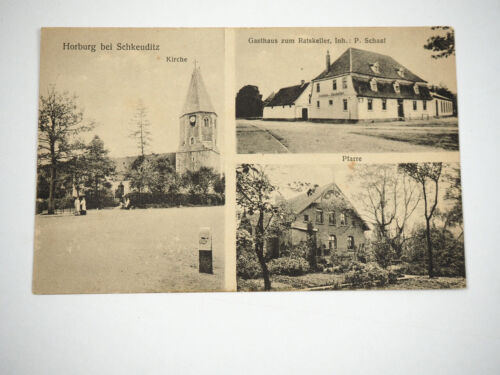 Ak Horburg Gasthaus Schaaf Pfarre Kirche bei Schkeuditz Merseburg - Bild 1 von 2