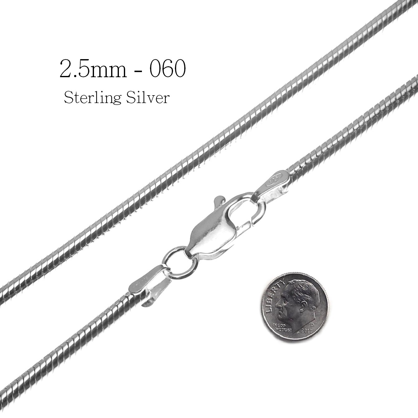 Sterling Silver 925 Snake Woman Chain Necklace,Italy made All Lengths