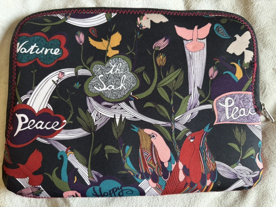 Sakroots Peace Print Black Zip Around Padded Tablet iPad Case NWT New - Image 2 of 4