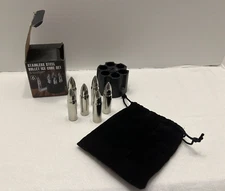 Whiskey Ice Stones Gift Set-6 Pcs Stainless Steel Whiskey Ice Cubes Bullet Shape