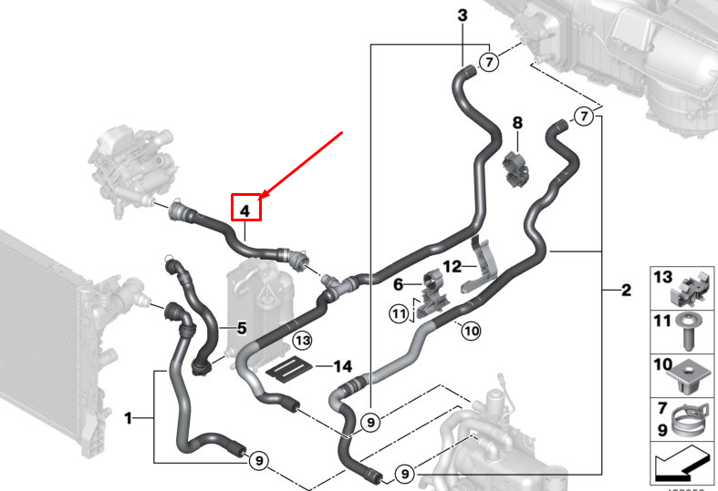 Tuyau de retour de liquide de refroidissement pour moteur BMW 7 G11 64219321609