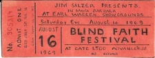 BLIND FAITH Original  Concert Ticket 1969 Clapton Winwood Baker Grech Santa Barb