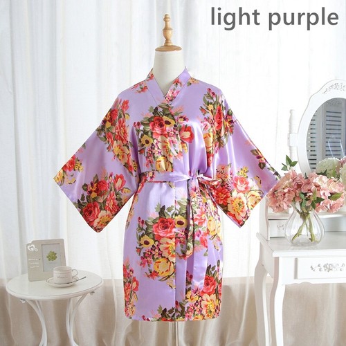 Women Bride Pajamas Sleepwear Satin Floral Kimono Yukata Bathrobes Japanese Pink - Picture 7 of 24