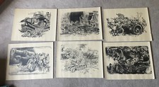 RARE - six estampes de la Seconde Guerre mondiale, artiste de guerre allemand ; Joseph Arens - ORIGINAL 1945