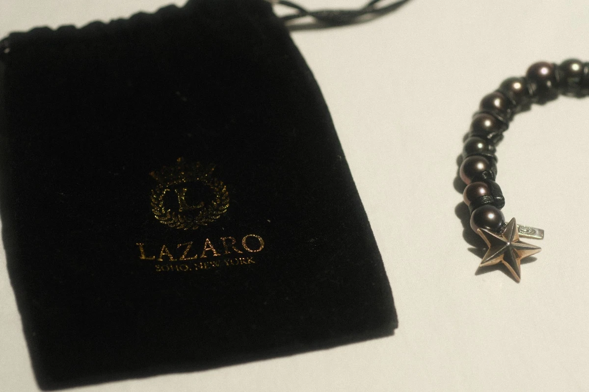 Silber Stern & Süßwasserperlen Lederarmband Lazaro Soho