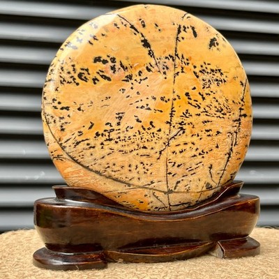 840 g  Landscape Stone Art Anniversary Gift Display w/ Wood Decor