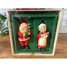 Vintage 1979 Hallmark Santa  Mrs. Claus Ornament Set Tree-Trimmer Original Box