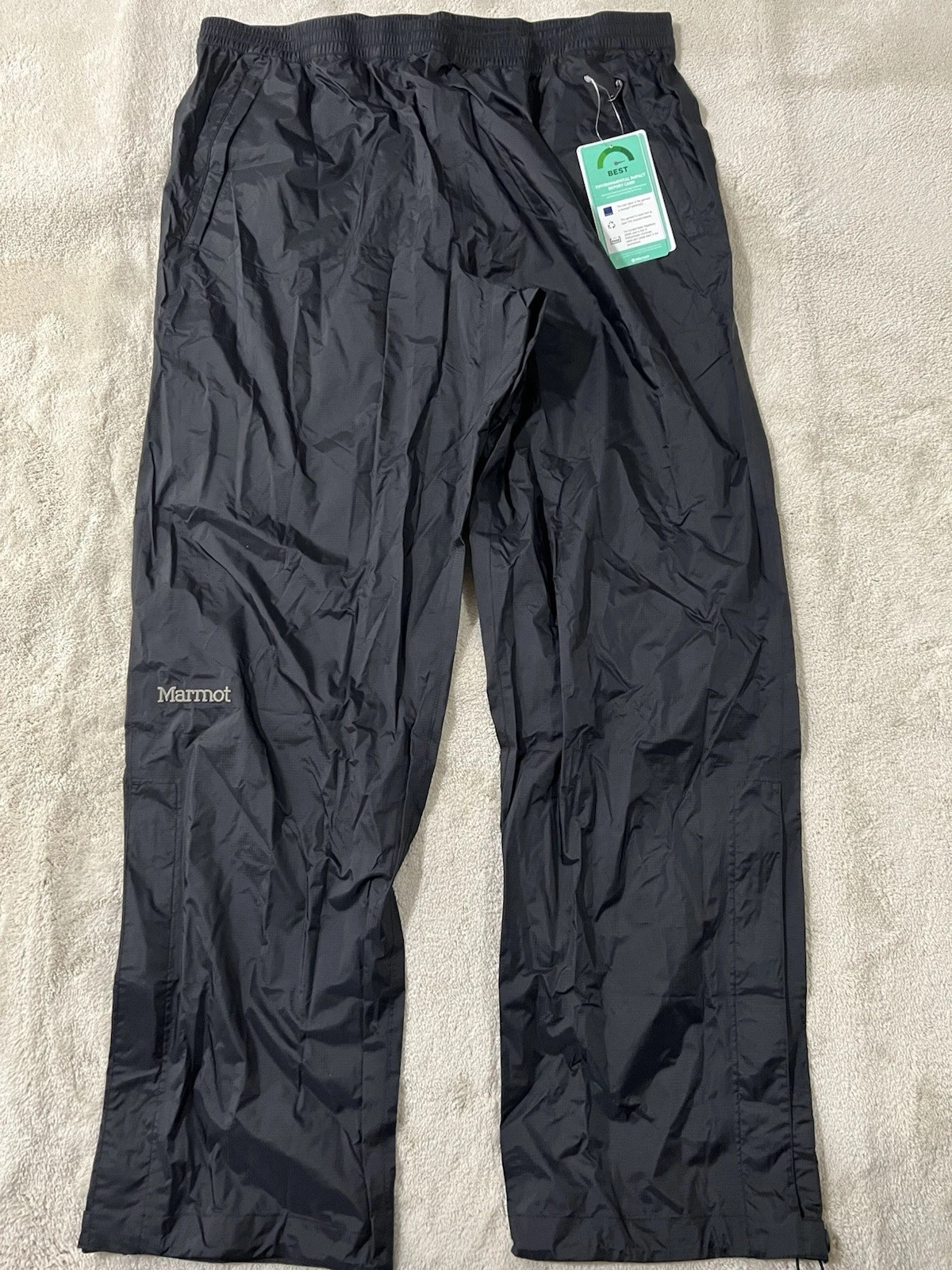 Marmot PreCip Eco Full Zip Pants PRCP Water Proof Snow Black Men's Size XL NEW