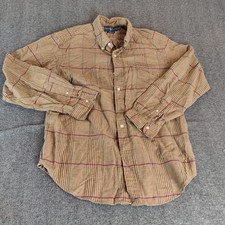 Ralph Lauren Polo Country Classic Fit Plaid Twill Camp Shirt Sz XL Brown Red Sft