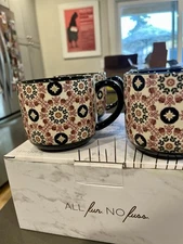 NEW IN BOX Chic & Tonic Cups with a Floral Print. Set Of 4 Coffee Tea Mugs