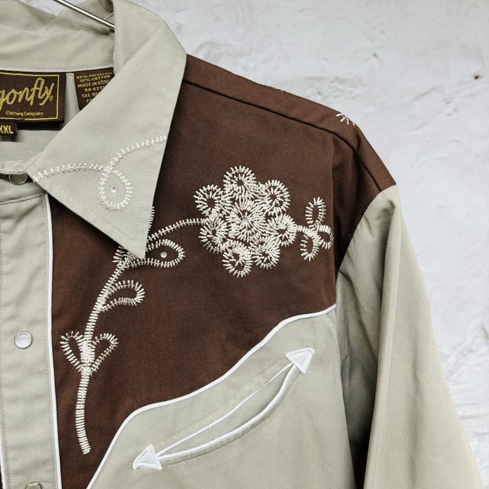 Camisa Libélula Perla A Presión Western Bordada Estrás Manga Larga De Colección Foto 4 de 4