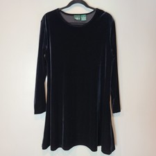 Vtg 90s Ren Faire Velvet Shift Dress Sz 14 Black Dark Fairy Grunge Whimsigoth