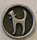 RUNE TENNESMED Sweden Cat Pin 1 Inch Pewter Signed 1 Inch