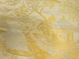7761872: JAPANESE KIMONO / ANTIQUE FUKURO OBI / SILK / WOVEN SCENERY