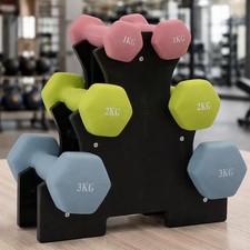 12KG Dumbbell Set Hex Weights Pair Home Gym Fitness Training with Storage Stand