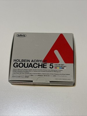 Holbein Artist Acrylic Gouache Primary 5 Tubes Mixing Colors Set - D421