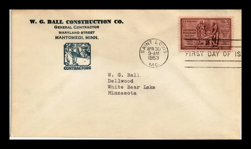 DR JIM STAMPS US COVER LOUISIANA PURCHASE SESQUICENTENNIAL FDC SCOTT 1020