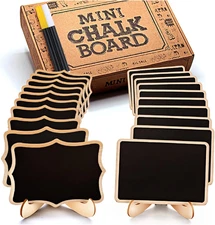 Mini Chalkboard Signs, 20 Pack Framed Small Chalk Board Food Labels with Easel S