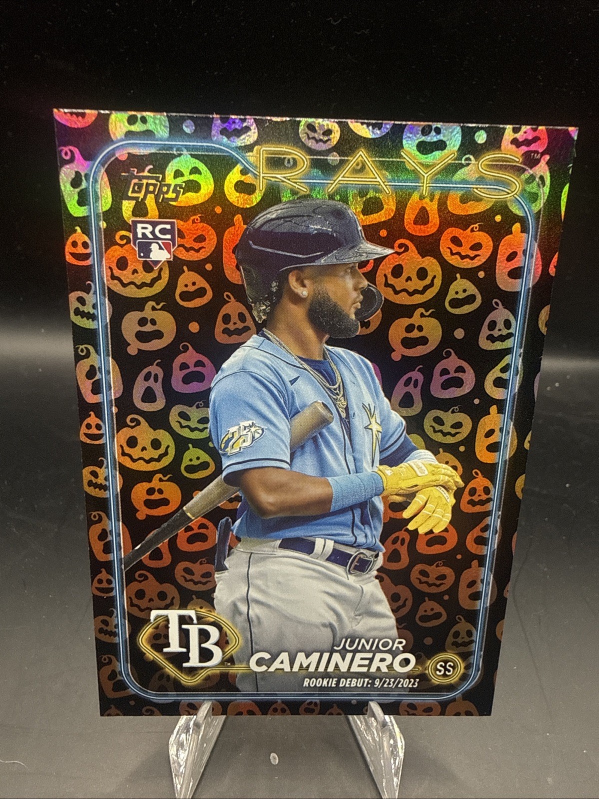 2024 Topps Update Series RC Junior Caminero #US223 Jack-O'-Lantern Foil Rookies